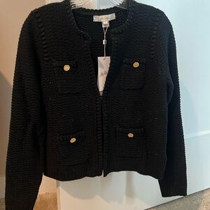 Lilly Pulitzer Black metallic Kenton cardigan S NWT